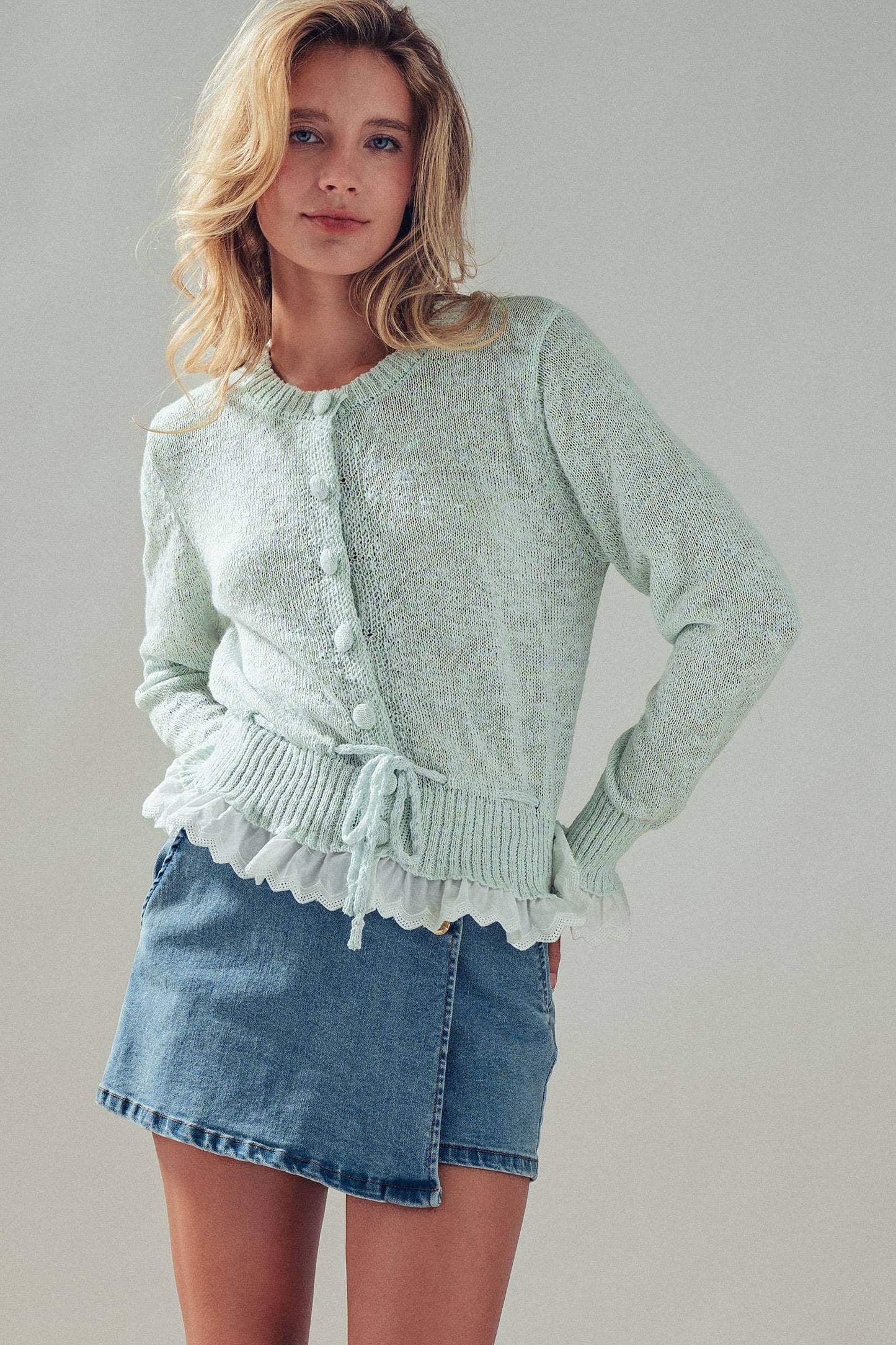 Eva Eyelet Trim Cardigan