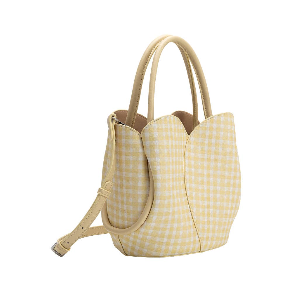 Gingham Tulip Top Handle Bag