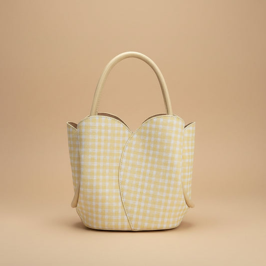 Gingham Tulip Top Handle Bag