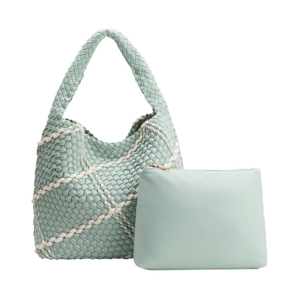 Johanna Woven Shoulder Bag - Seafoam