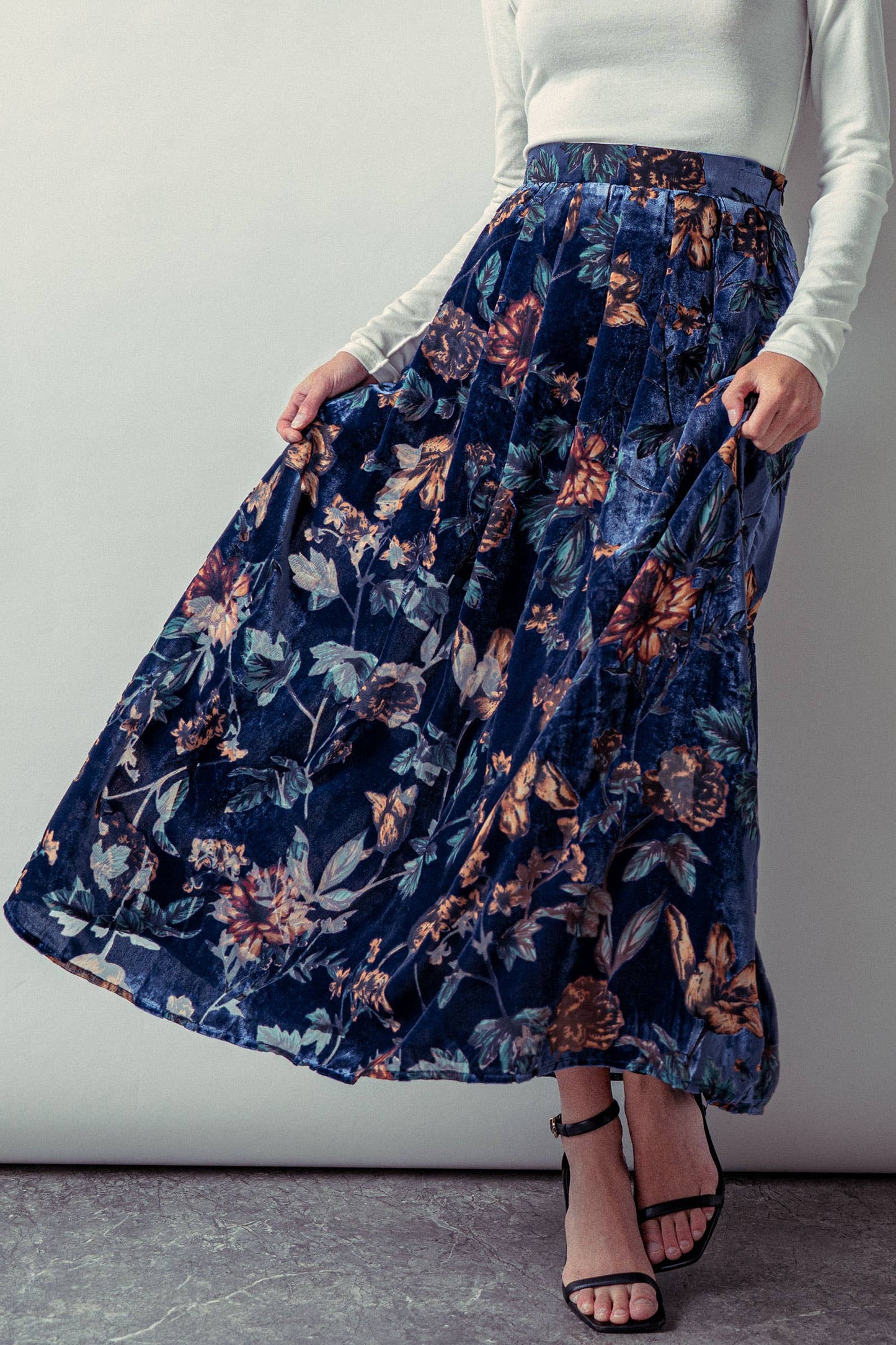 Midnight Garden Velvet Skirt
