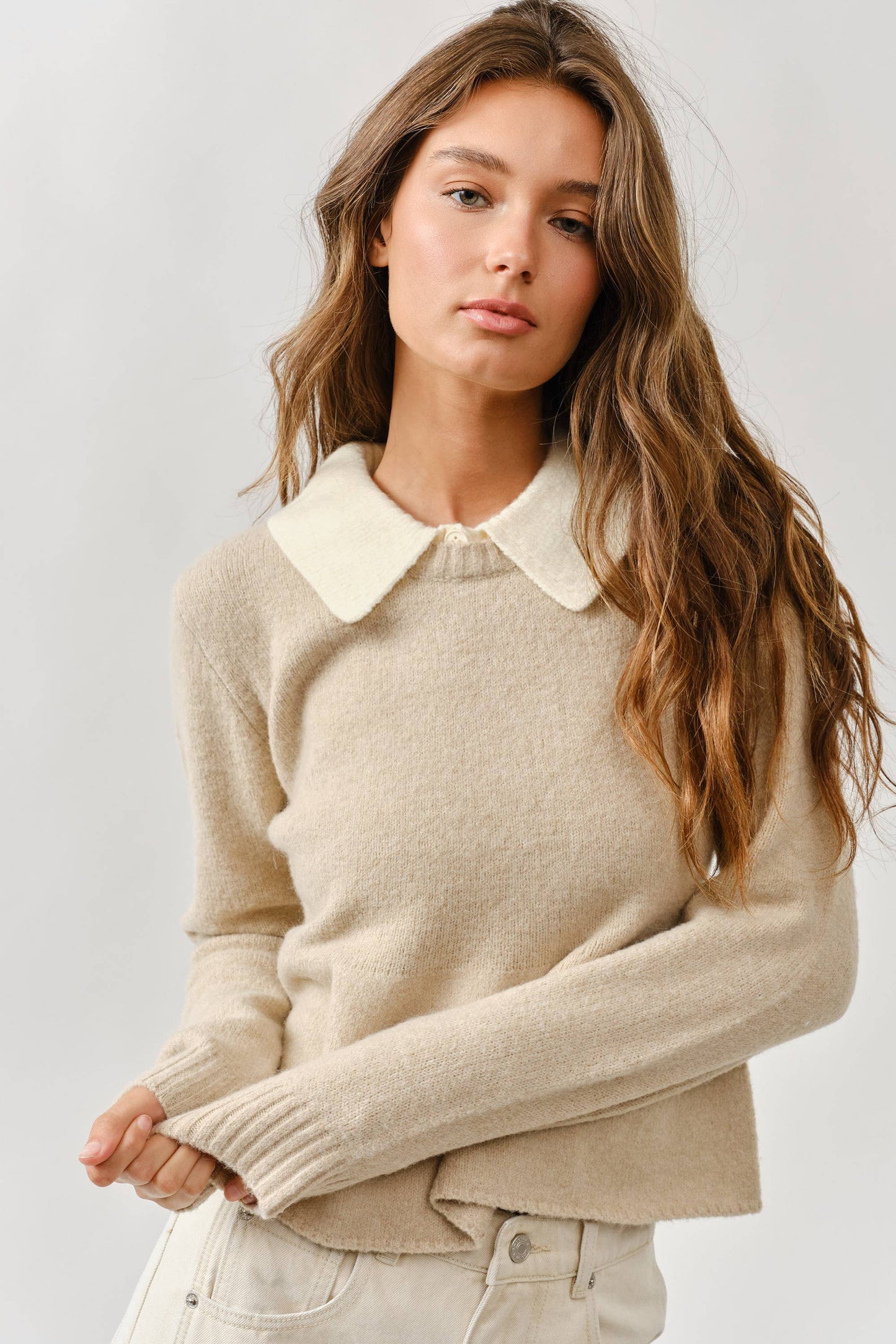 Drea Contrast Collar Sweater