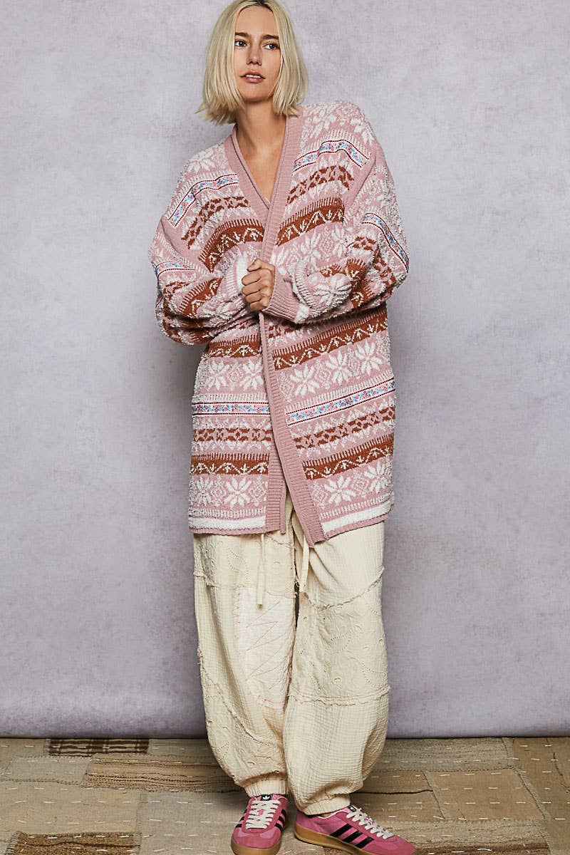 Pink Snow Chenille Cardigan