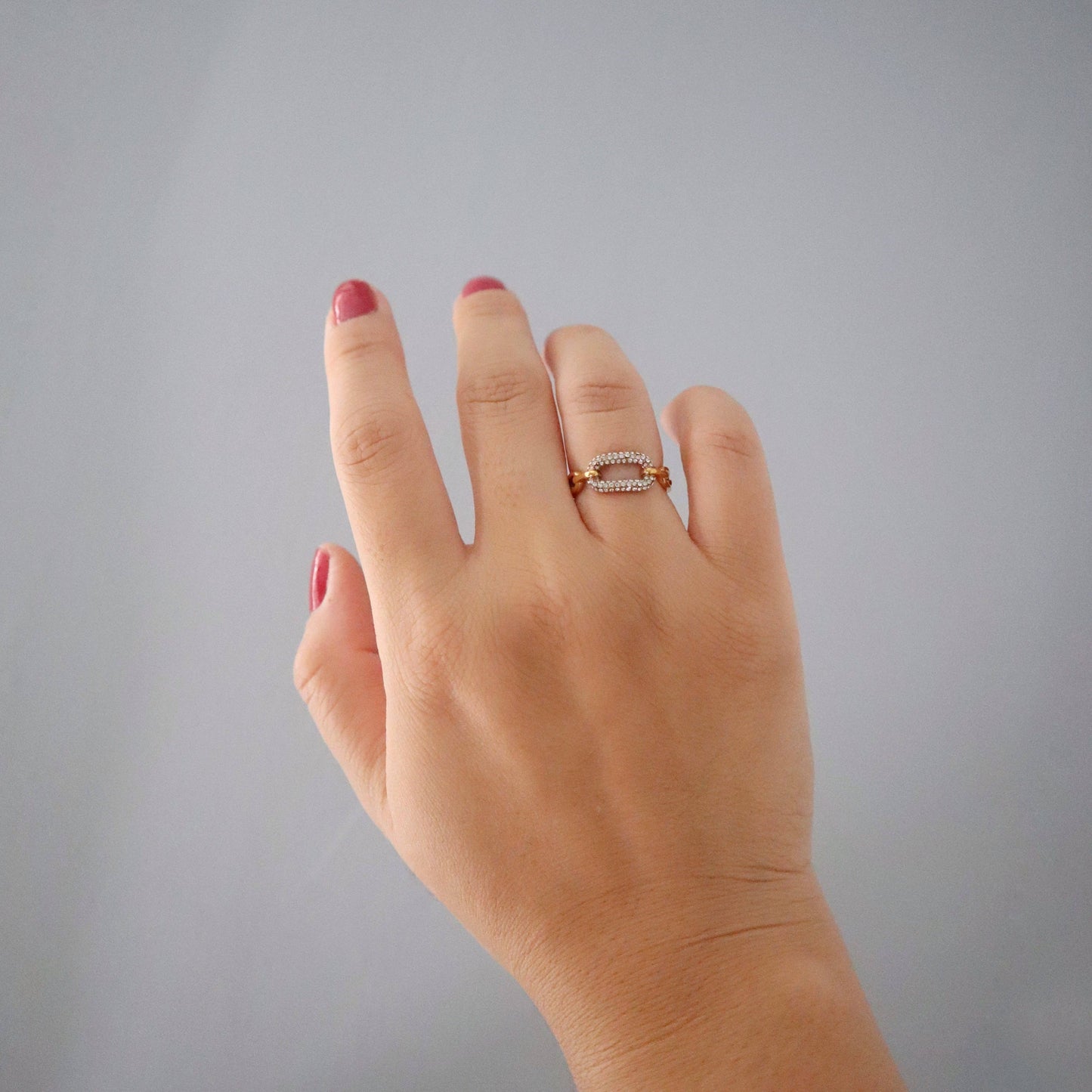 Pave Link Chain Ring