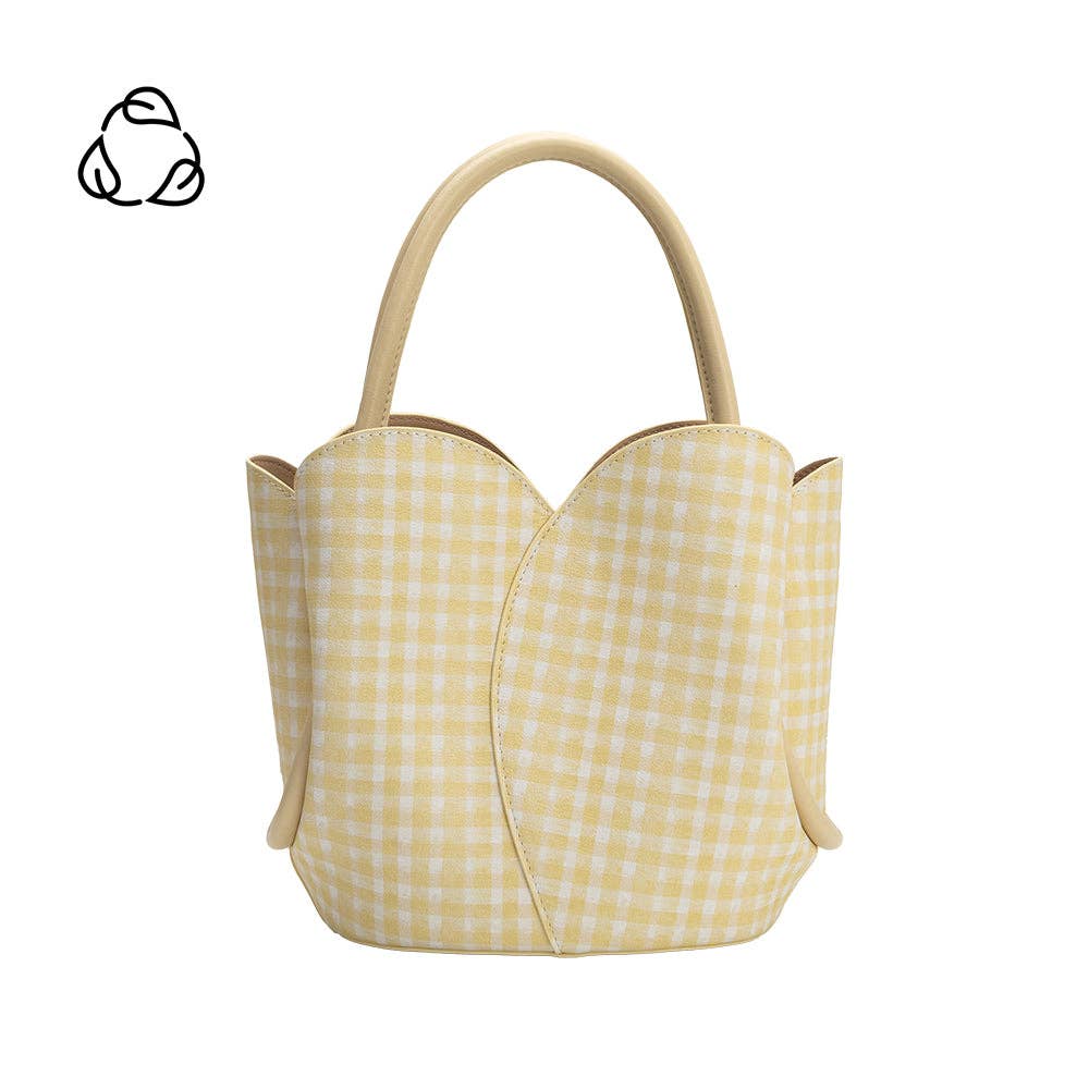 Gingham Tulip Top Handle Bag