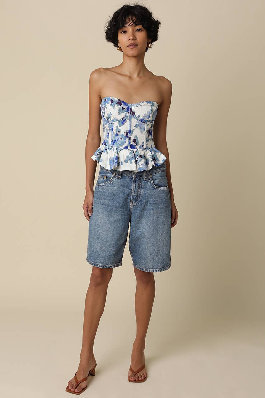 Valerie Floral Peplum Tube Top