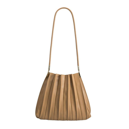 Carrie Pleated Shoulder Bag - Tan