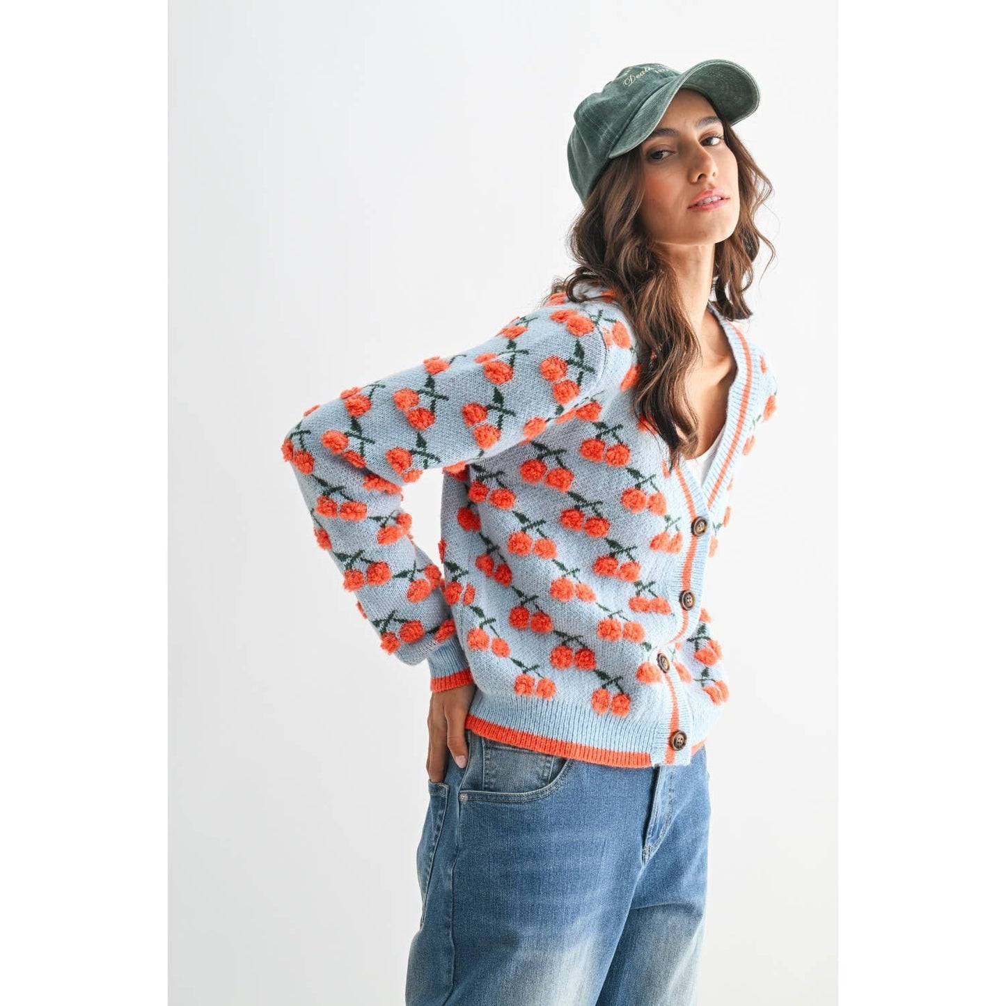 Karina Cherry Wool Cardigan