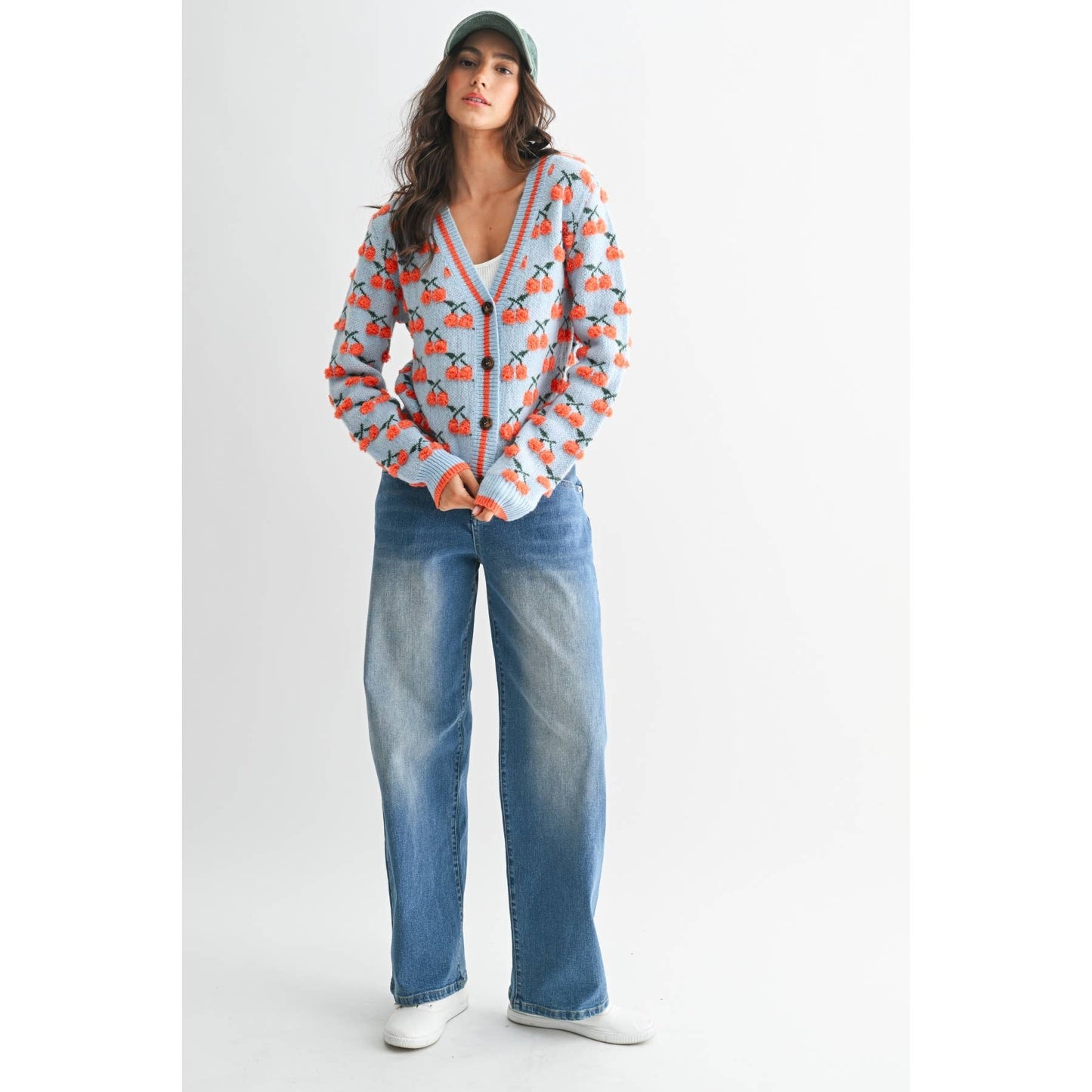 Karina Cherry Wool Cardigan