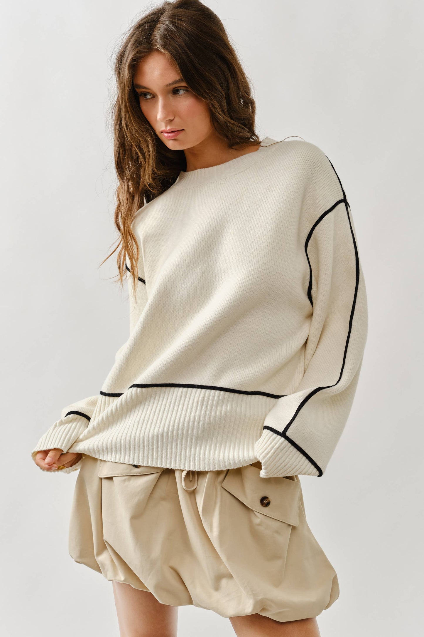 Aria Contrast Stitch Sweater