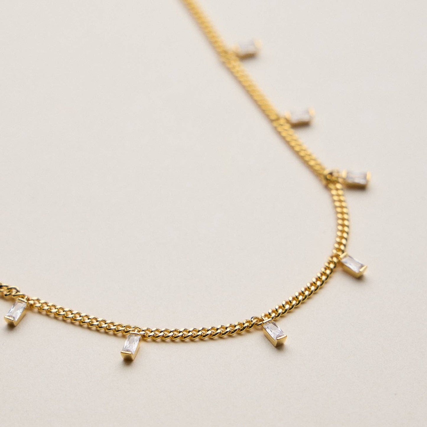 Baguette Crystal Charm Necklace