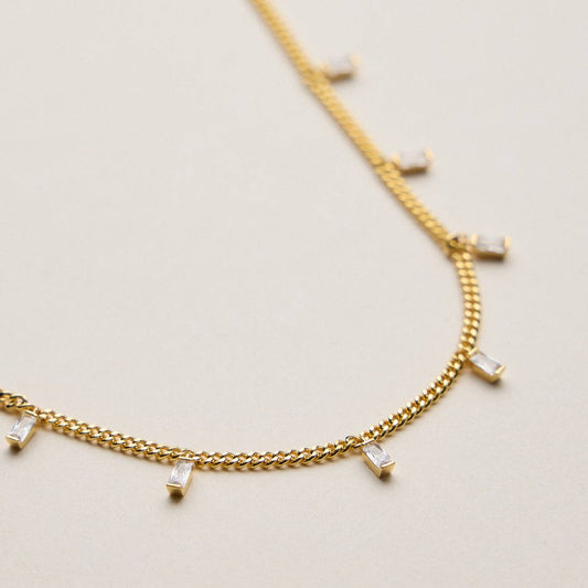 Baguette Crystal Charm Necklace