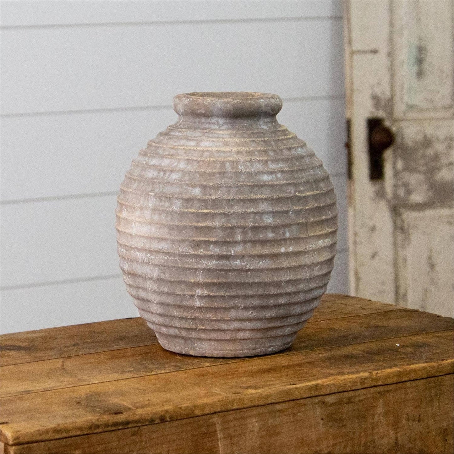 Distressed Ridge Terra Cotta Vase