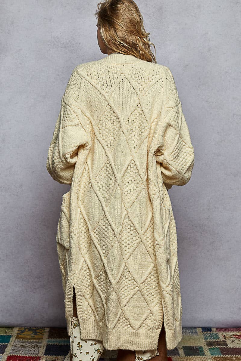 Vanilla Cream Diamond Long Cardigan