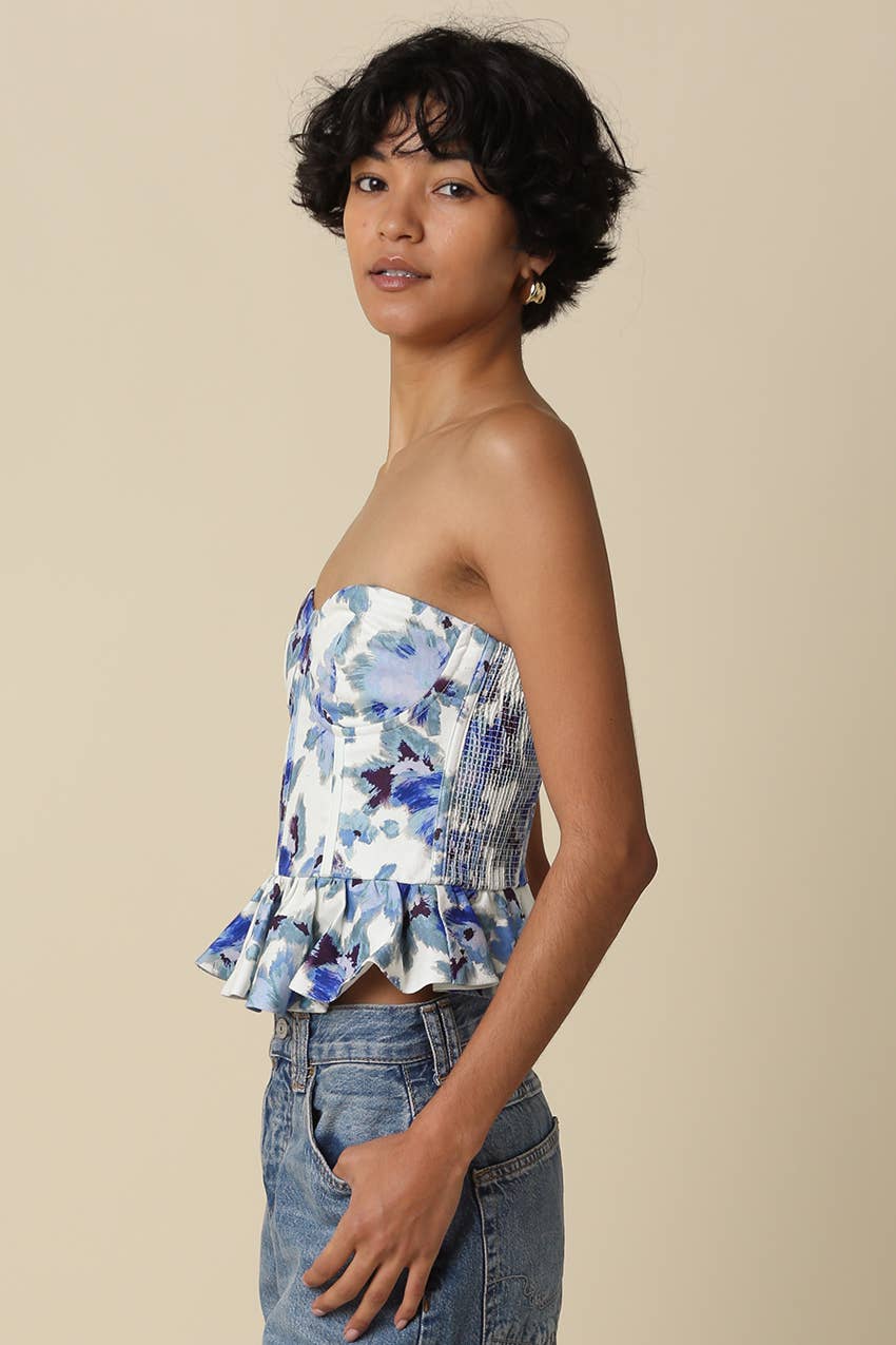 Valerie Floral Peplum Tube Top