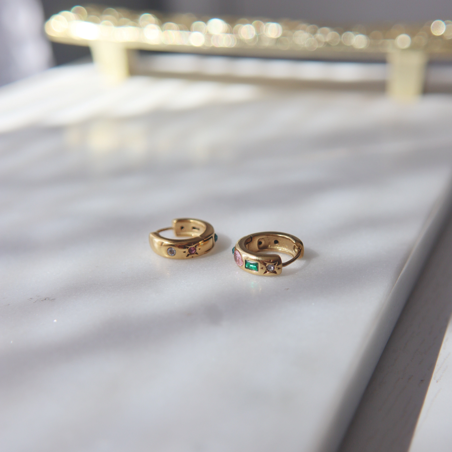 Jade Gemstone Mini Hoops