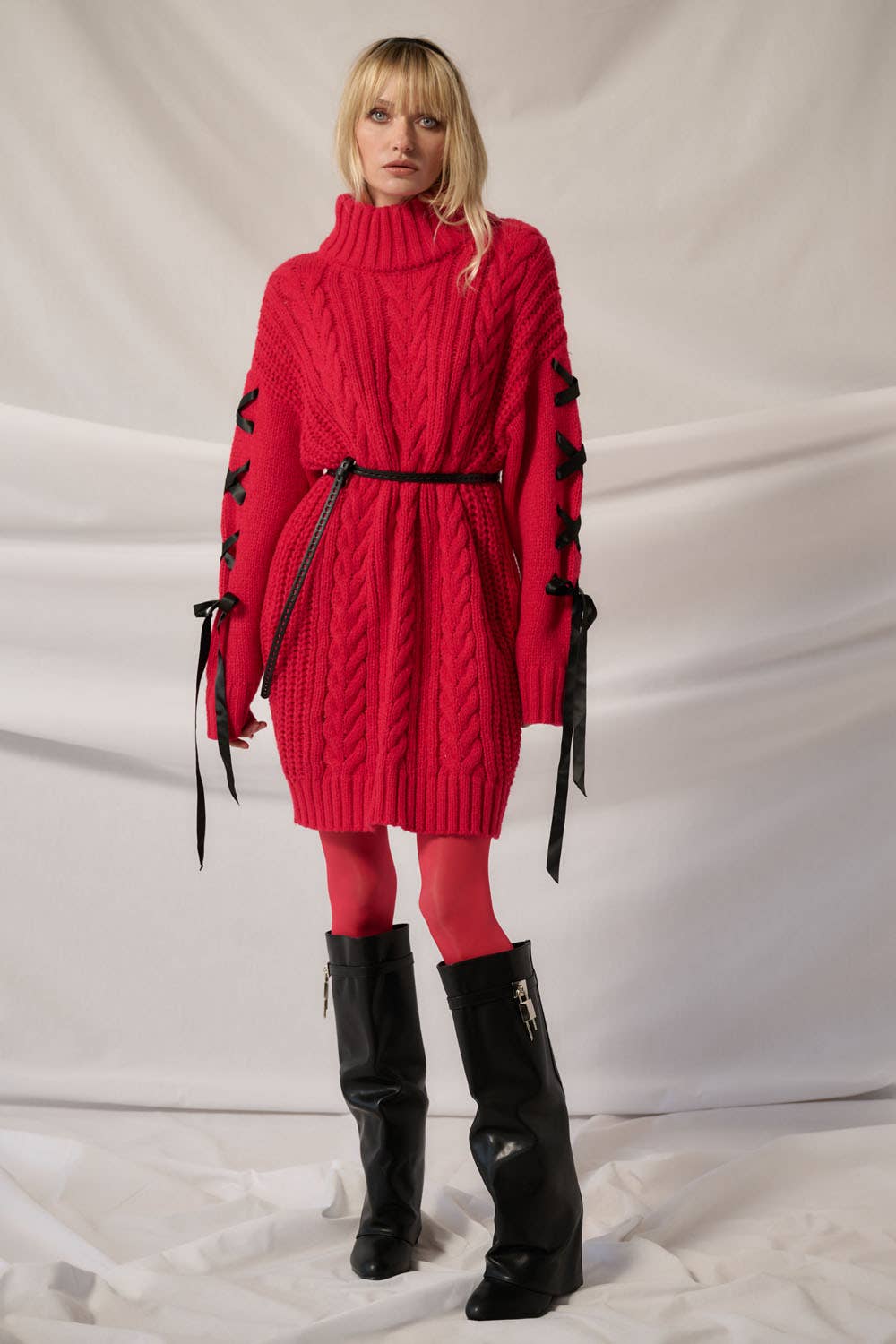 Meredith Ribbon Cable Knit Dress - Two Colors