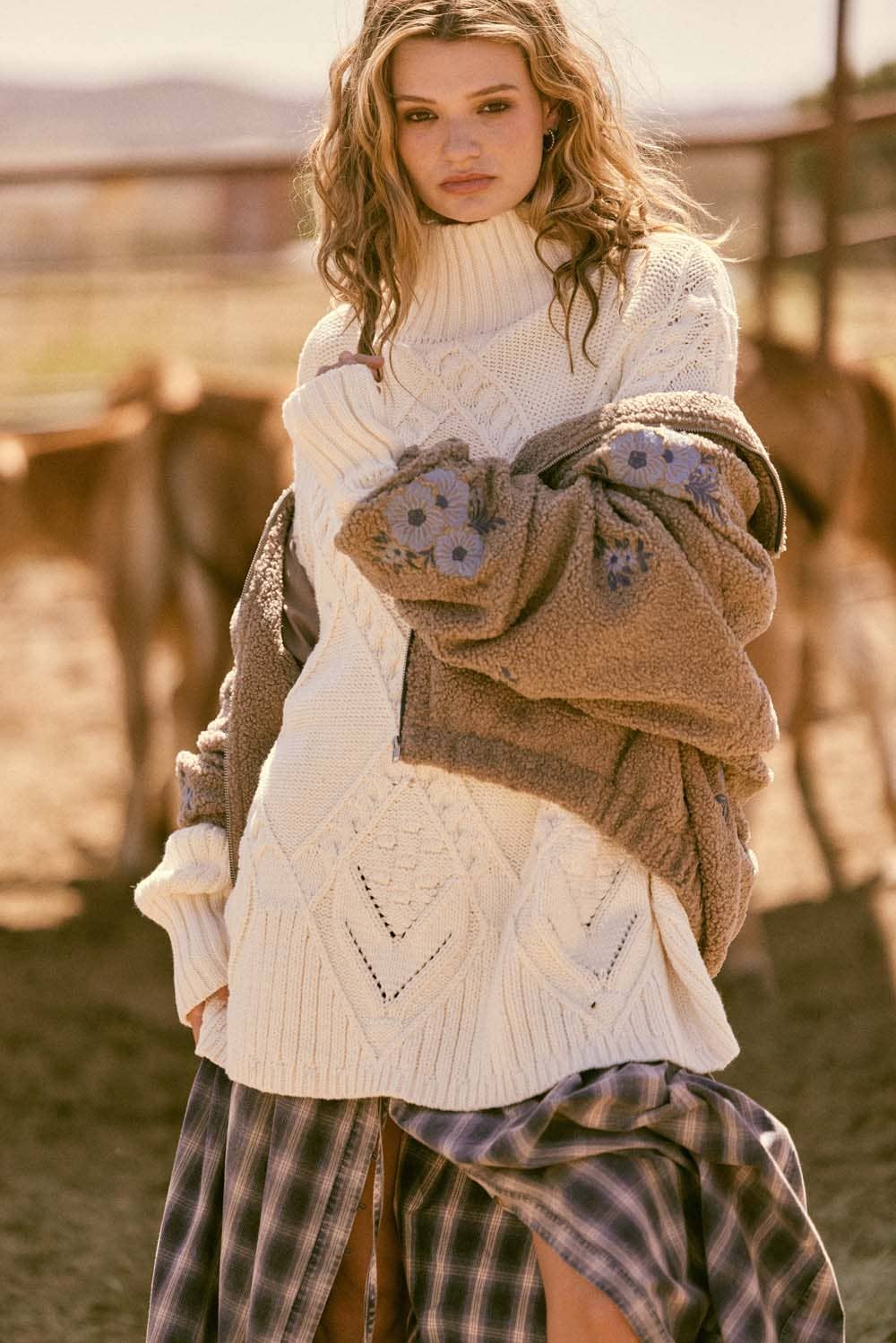 Pria Cable Knit Tunic Sweater