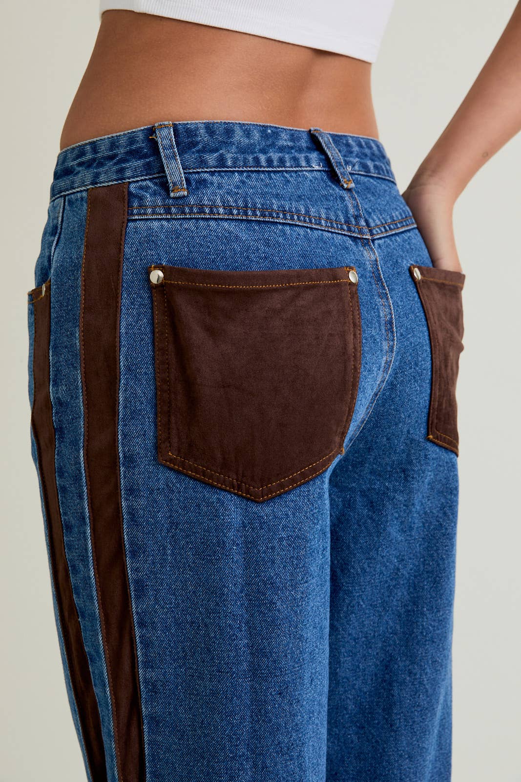 Dallas Contrast Wide Leg Jeans