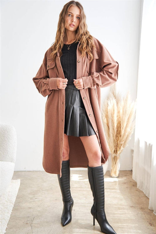 Jade Elbow Patch Shacket -Two Colors