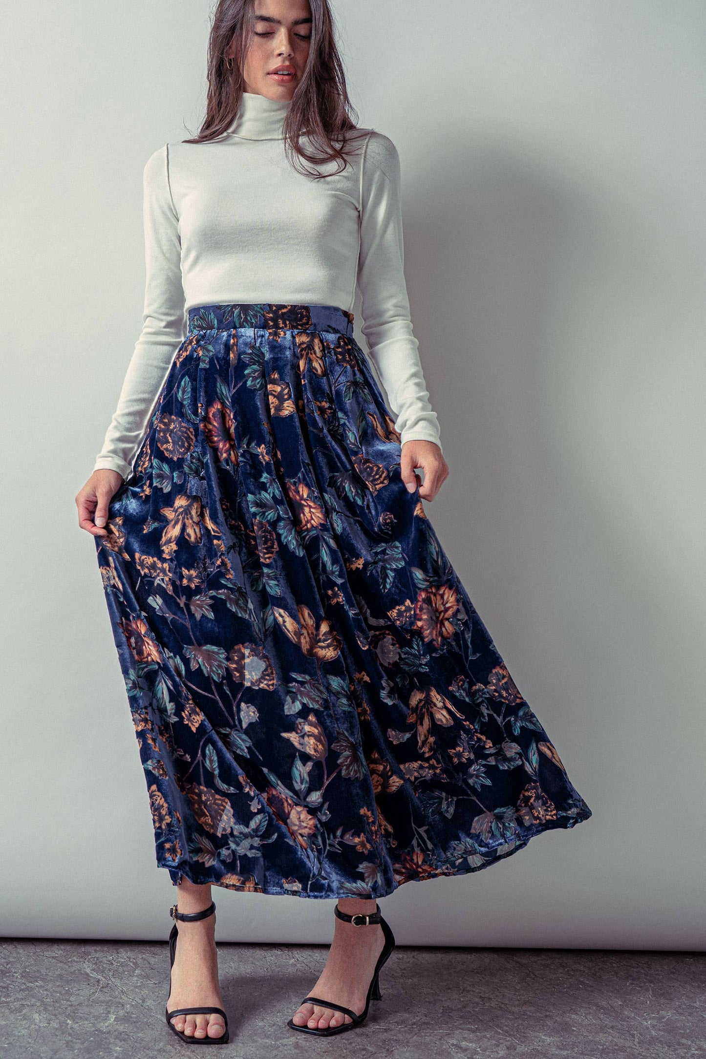 Midnight Garden Velvet Skirt