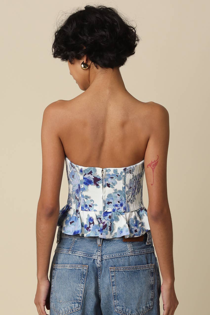 Valerie Floral Peplum Tube Top