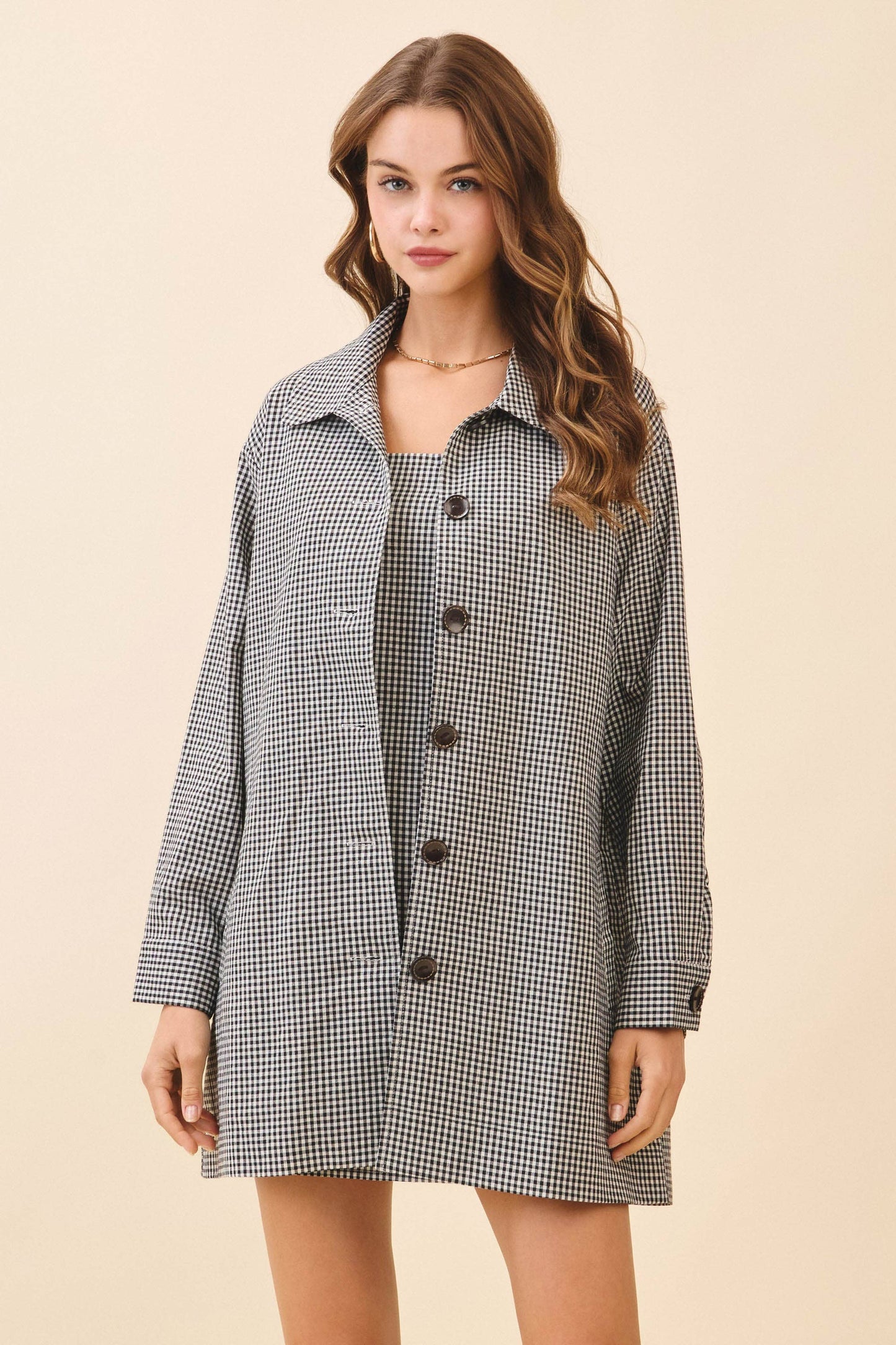 Colette Gingham Button Down Jacket