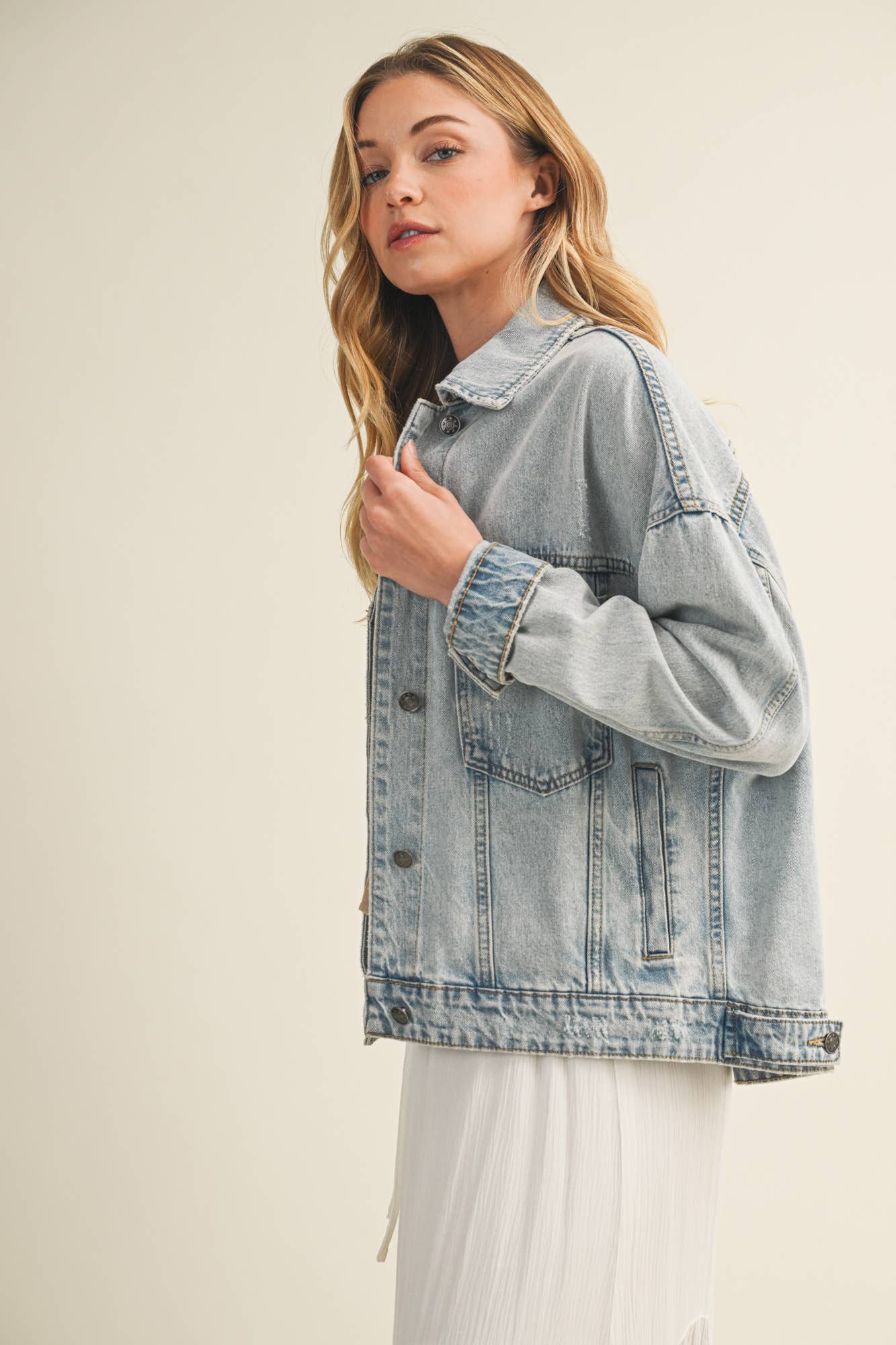 Katrina Back Pleated Denim Jacket