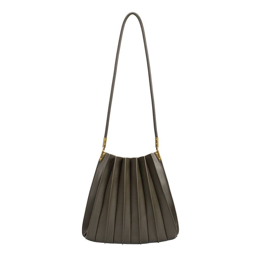 Carrie Pleated Shoulder Bag- Olive