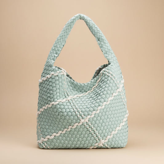 Johanna Woven Shoulder Bag - Seafoam