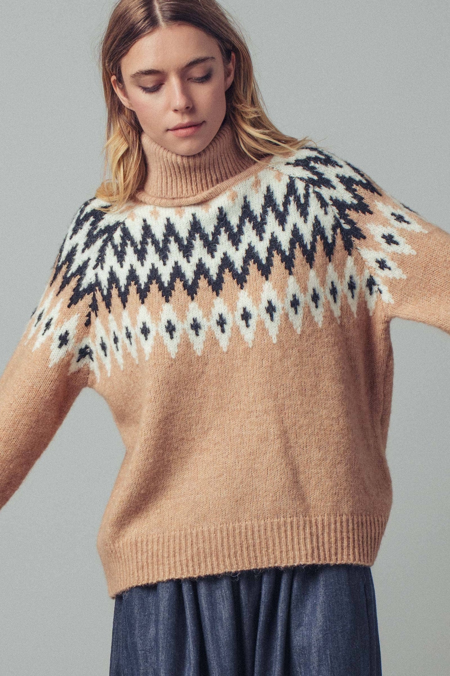 Zoey Fair Isle Turtleneck Sweater