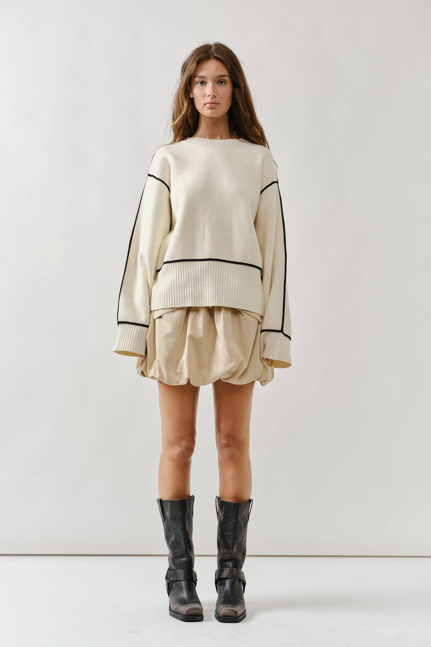 Aria Contrast Stitch Sweater
