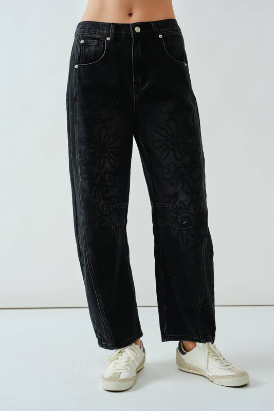 Charlie Embroidered Barrel Jeans
