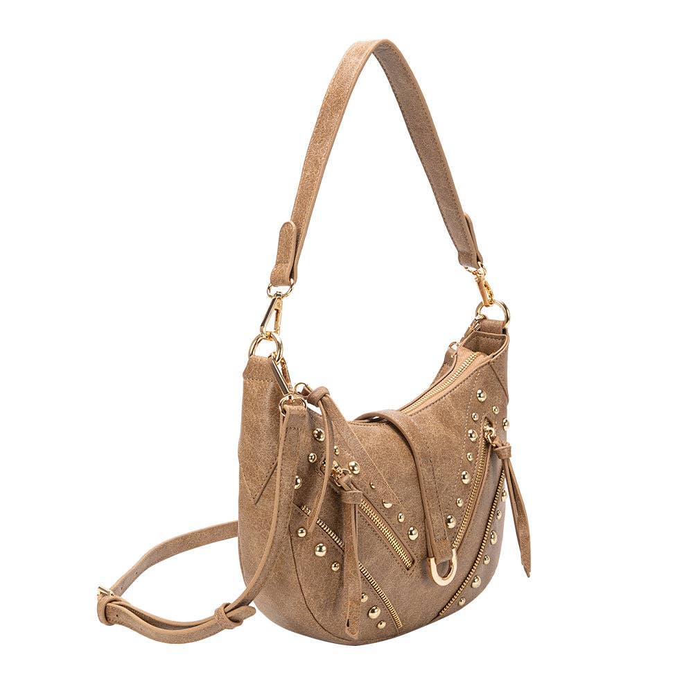 Maeve Studded Shoulder Bag - Tan