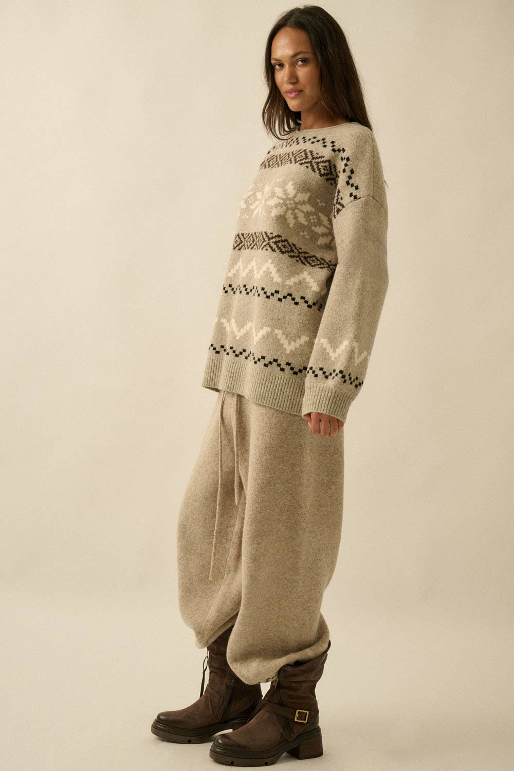 Alpine Snowflake Roll-Neck Sweater