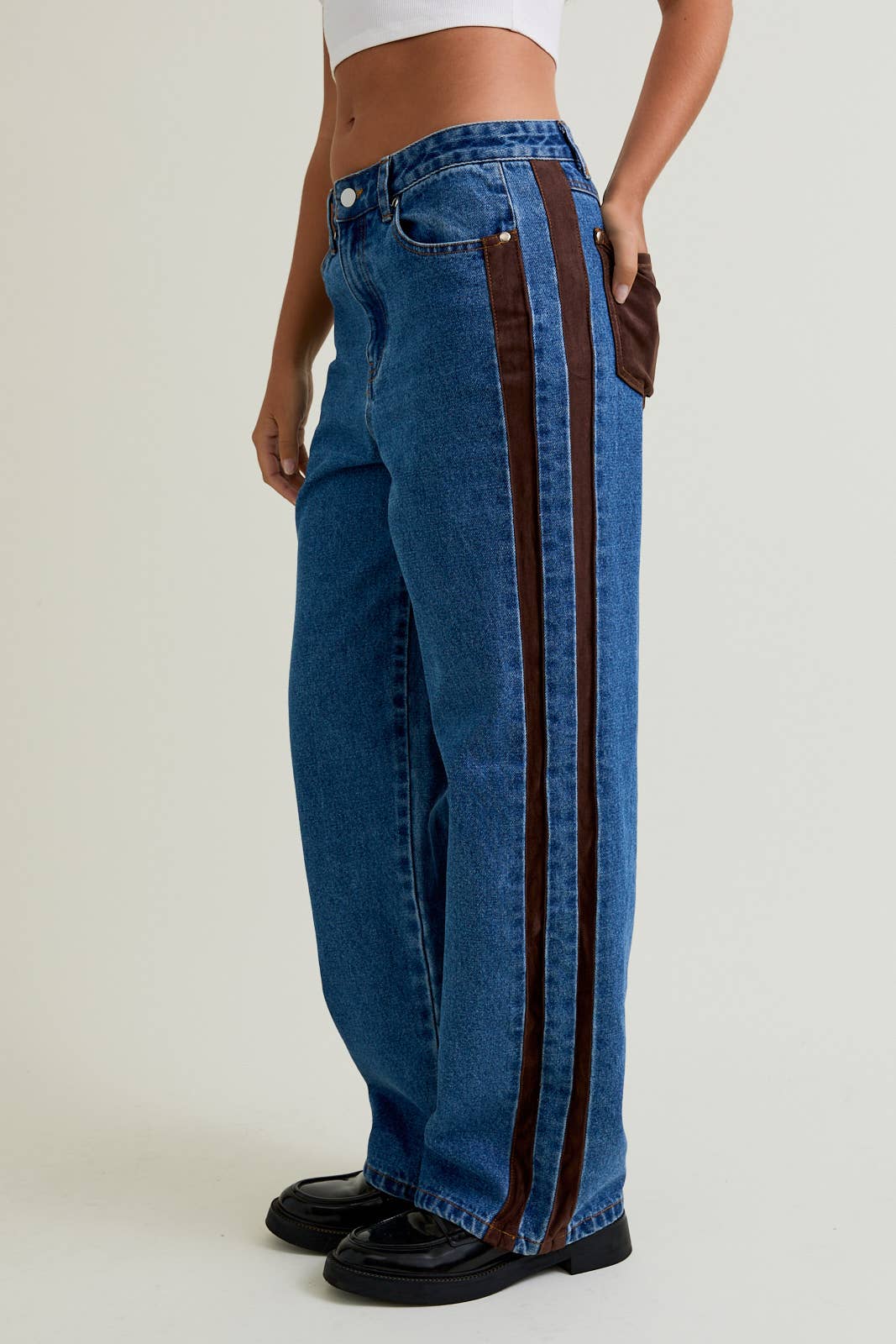 Dallas Contrast Wide Leg Jeans