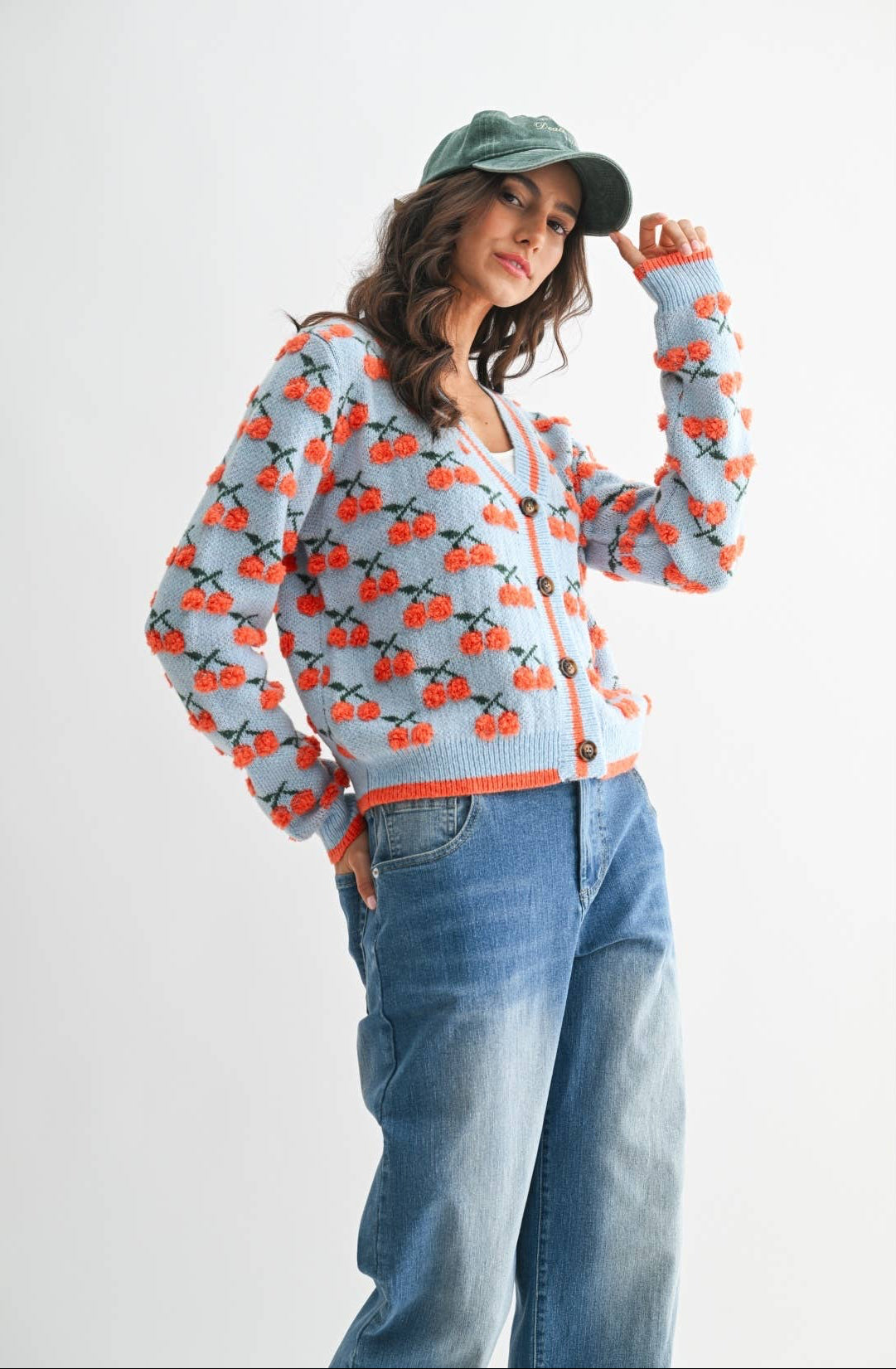 Karina Cherry Wool Cardigan