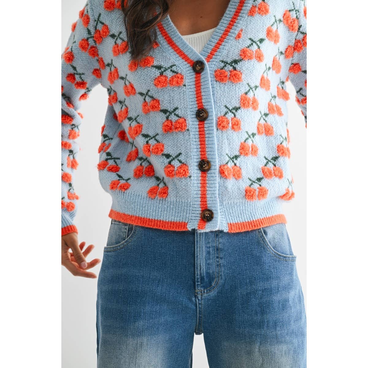 Karina Cherry Wool Cardigan