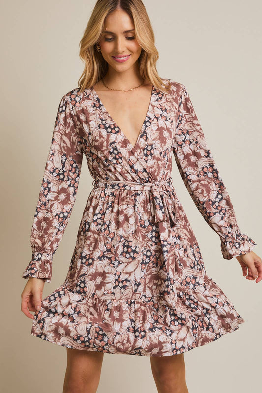Henna Surplice Mini Dress