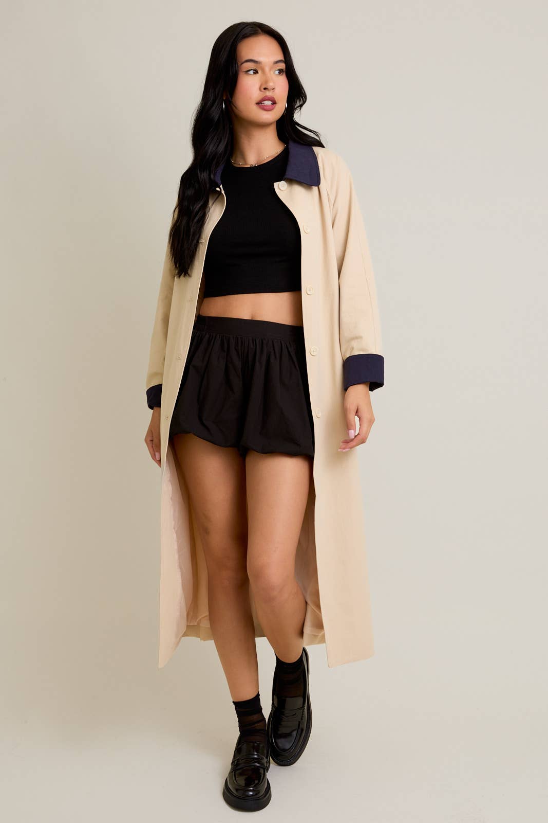 Rya Contrast Collar Trench Coat