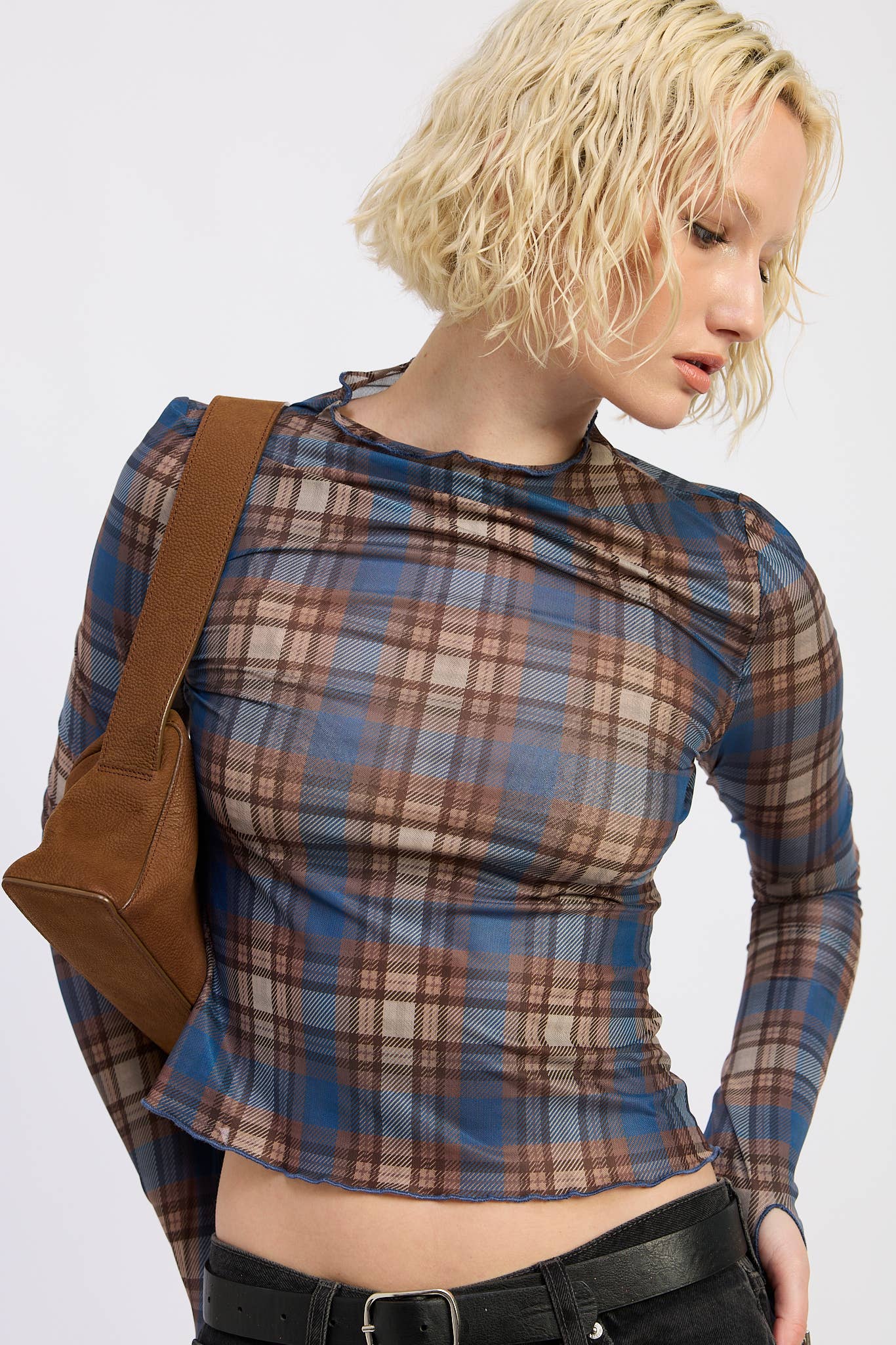 Daria Plaid Mesh Top