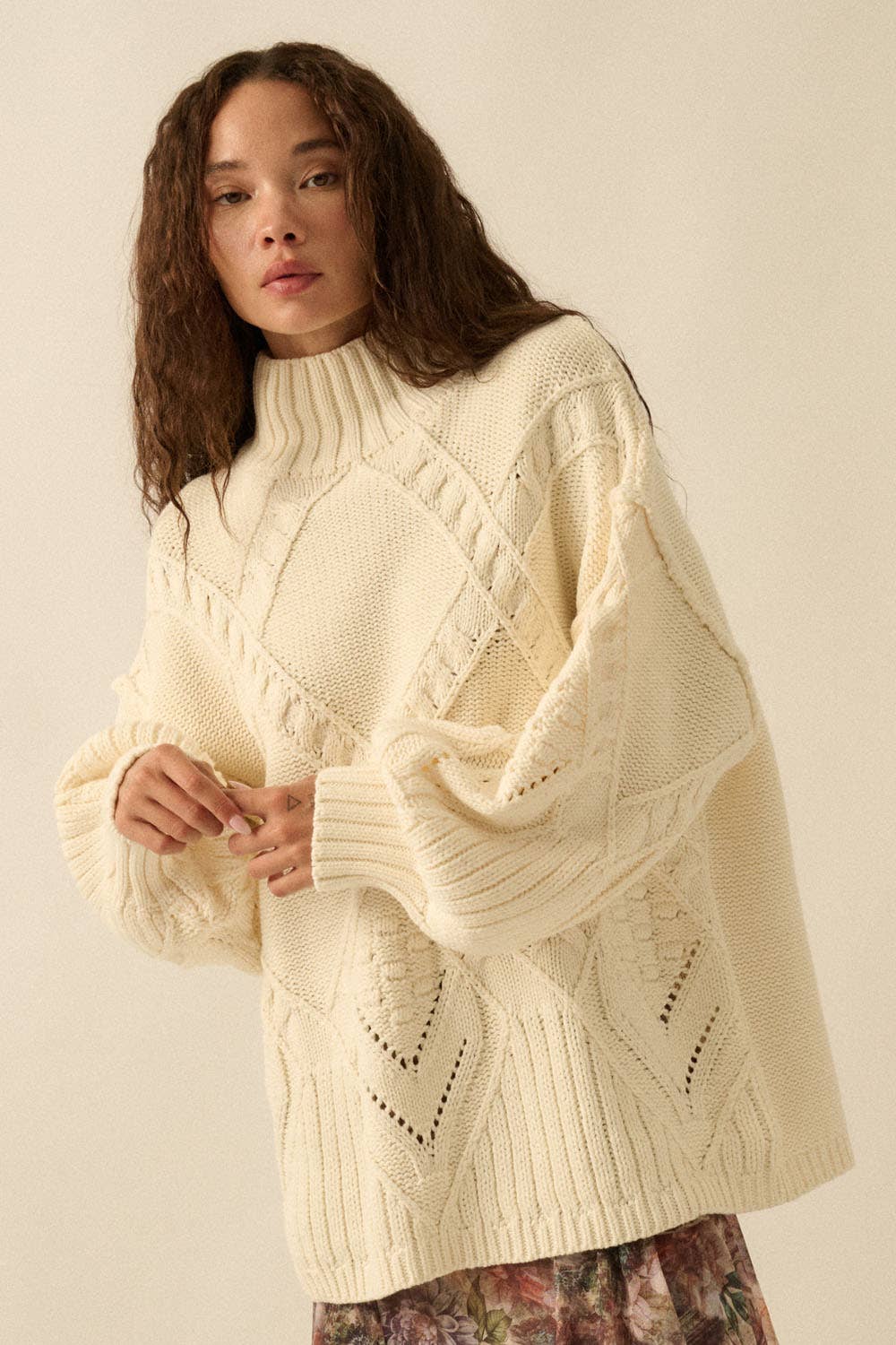 Pria Cable Knit Tunic Sweater