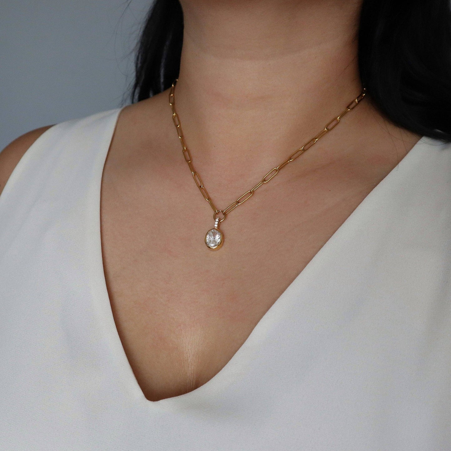 Mila Paperclip CZ Necklace