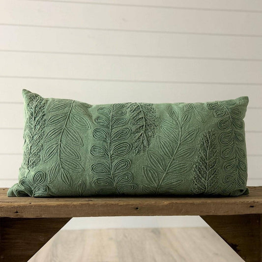 Woodland Stonewash Leaf Pillow