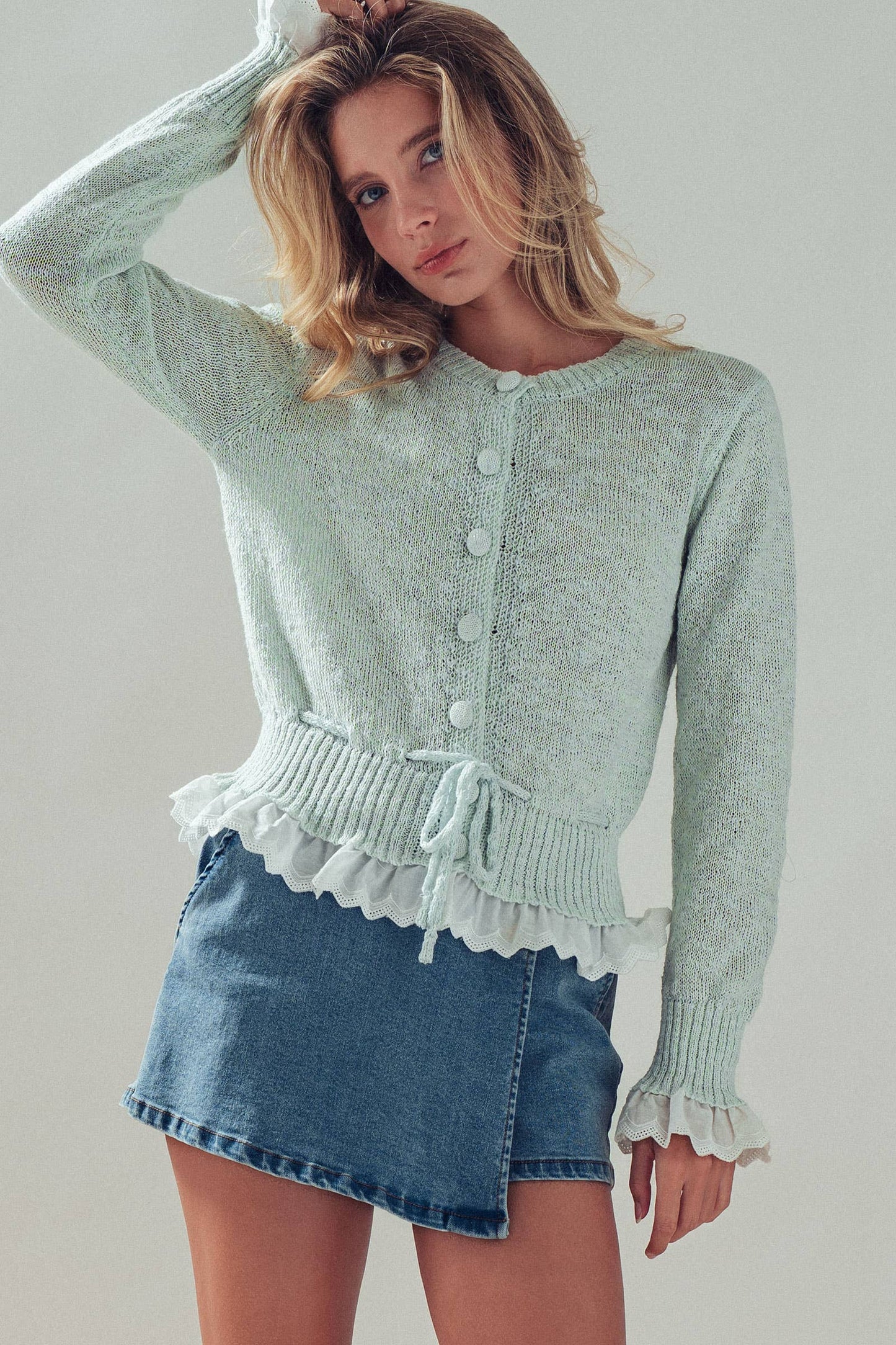Eva Eyelet Trim Cardigan