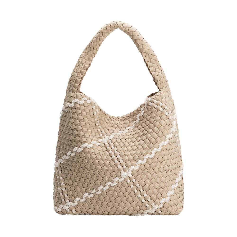 Johanna Woven Shoulder Bag - Almond