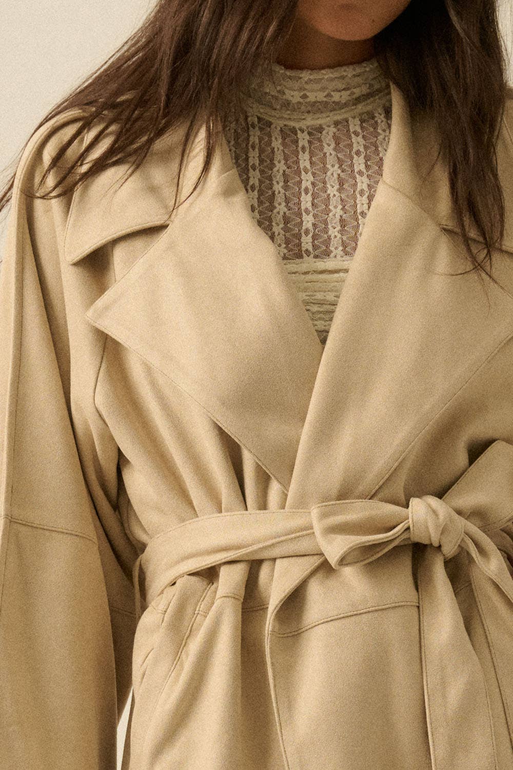 Christa Suede Belted Trench Coat- Two Colors