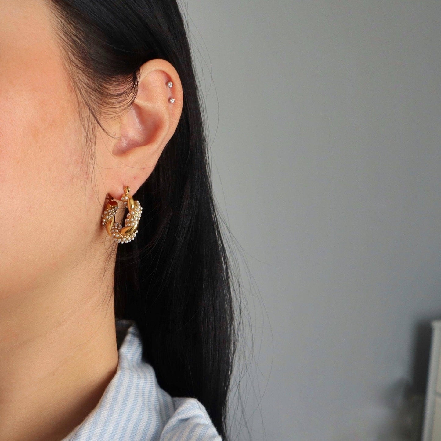 Nolita Pearl Twisted Hoops