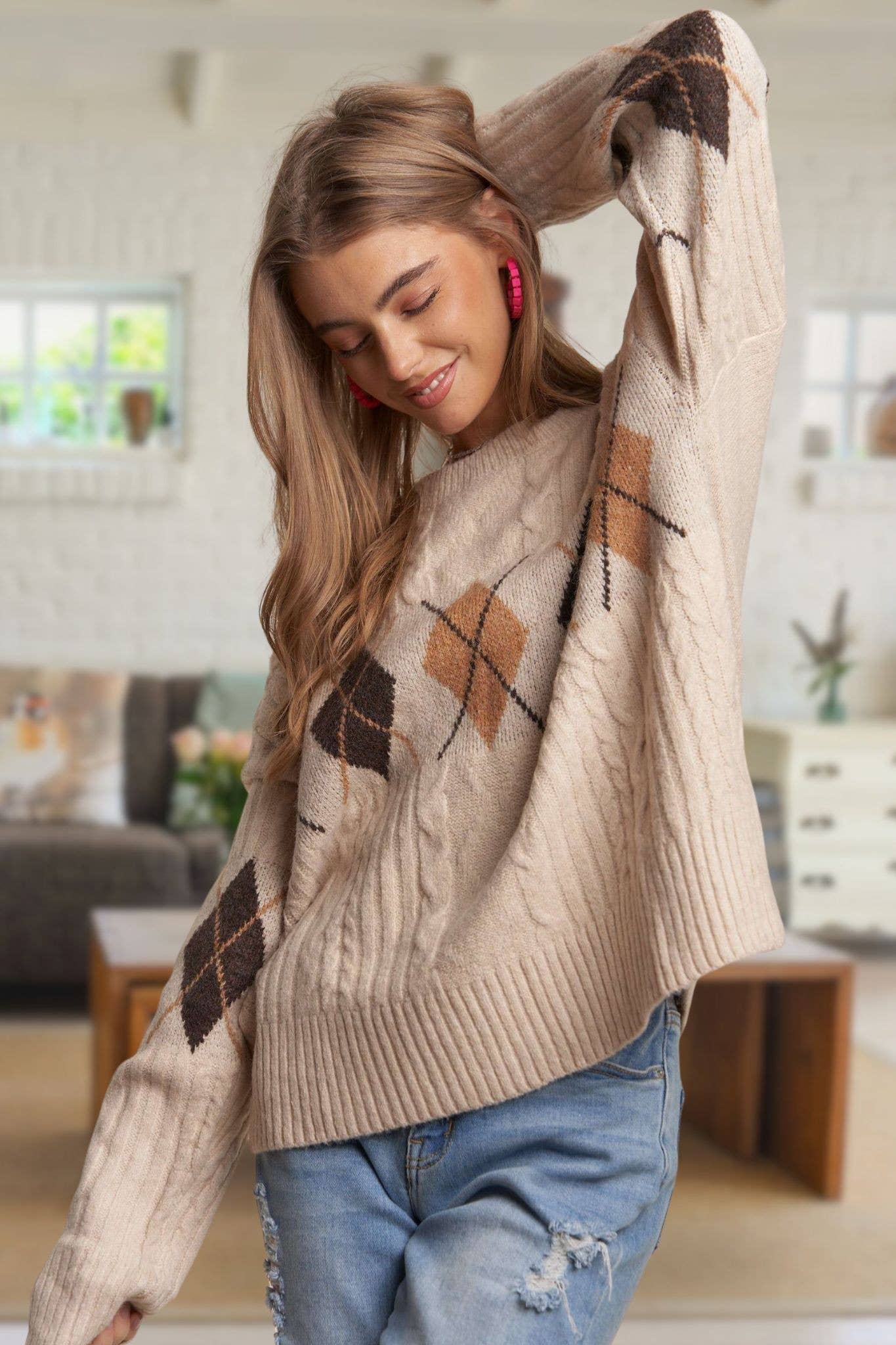 Josie Argyle Pattern Sweater