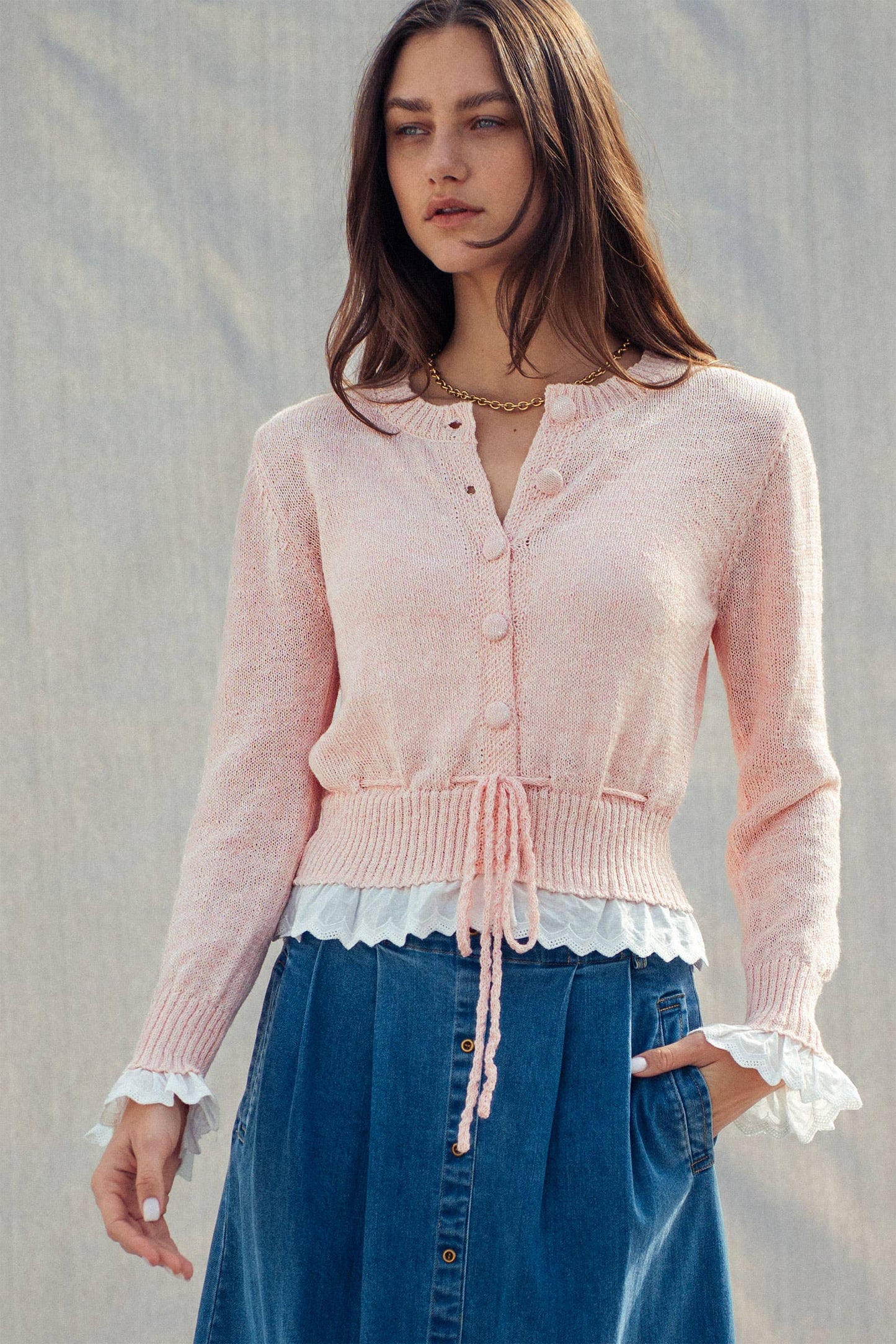 Eva Eyelet Trim Cardigan